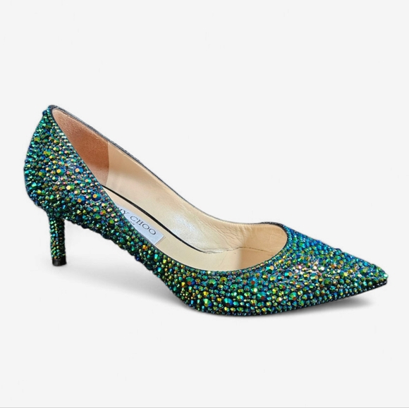 Jimmy Choo Custom Peacock Strass Heels - Picture 1 of 12